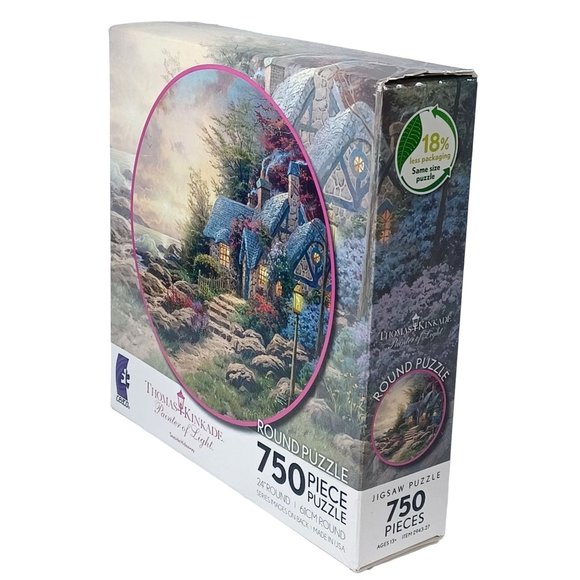 Thomas Kinkade Seaside Hideaway Painting  Art 24" Round 750 Pc Puzzle - Picture 2 of 9